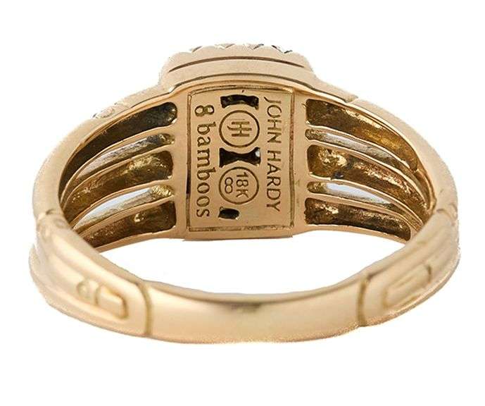 John Hardy 0.23ctw Pave Diamond Bamboo Collection Three Row Ring in 18K