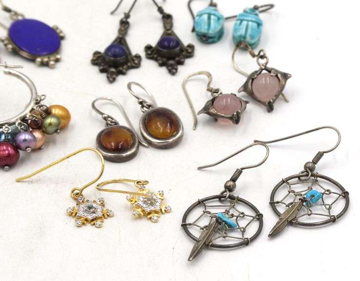 14 Pairs of Vintage 925 sterling silver earrings