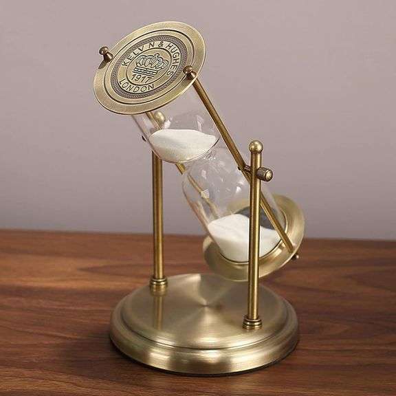 Handblown Metal & Acrylic Golden Hourglass Timer
