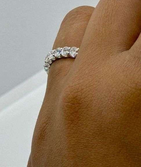14K Oval Cut White Gold Lab Diamond Wedding Band