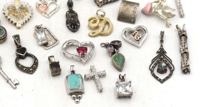 Group lot of Vintage 925 sterling silver pendants and charms
