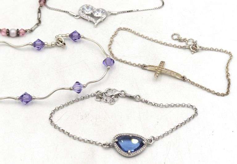 Vintage 925 sterling silver group lot of 6 bracelets