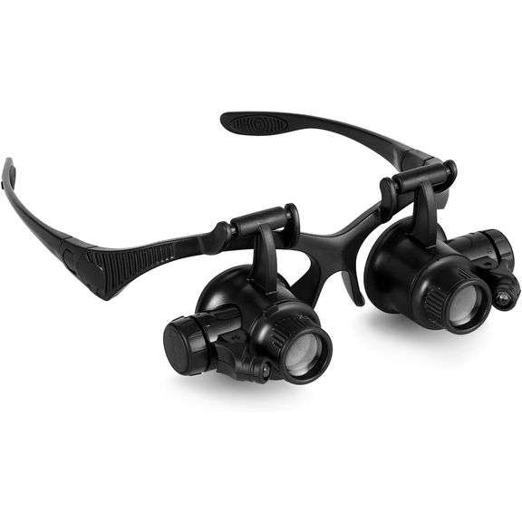 Lighted Head Magnifier Glasses with 8 Interchangeable Lenses