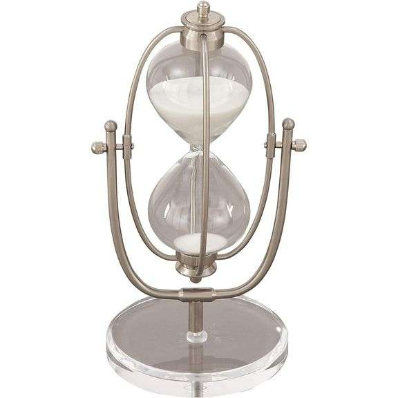 Silver Polished Sand Timer with Swiveling Iron Cage