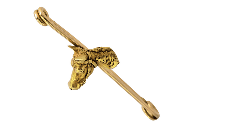 Vintage Horse Pin Brooch - 18K (750) Yellow Gold 7.8 Grams