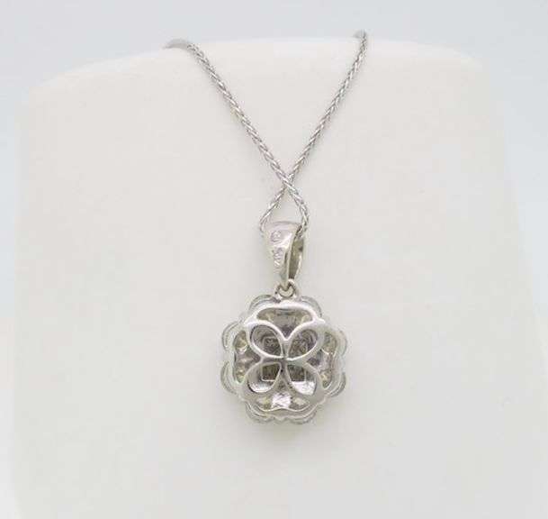 Diamond Cluster Pendant Made in 14k White Gold