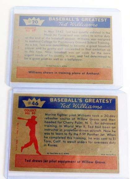 2 Ted Williams Fleer Baseball Cards