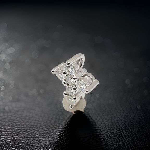 Sparkling 14 Kt White Gold Plated Simulated Diamond Cross Pendant