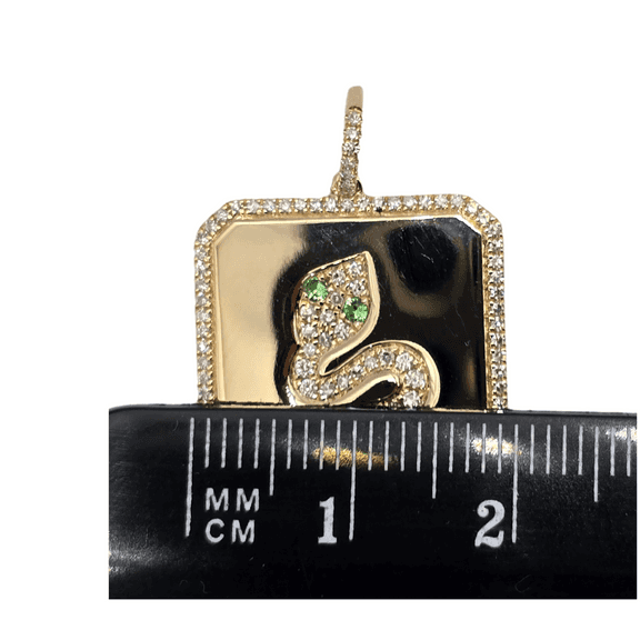 Snake Pendant Natural VVS Diamond & Natural Tsavorite 14k (585) Yellow Gold