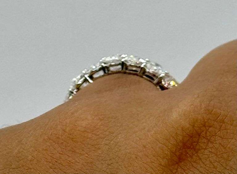 14K Oval Cut White Gold Lab Diamond Wedding Band