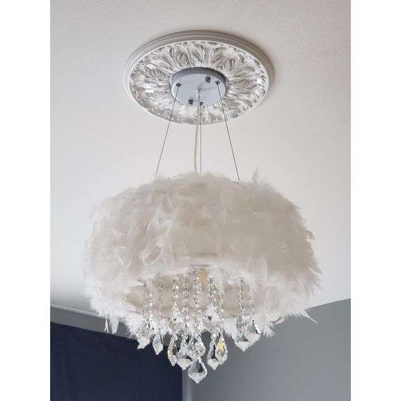 Elegant White Feather Crystal Chandelier