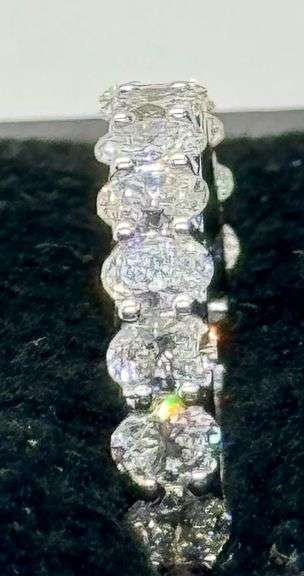 14K Oval Cut White Gold Lab Diamond Wedding Band
