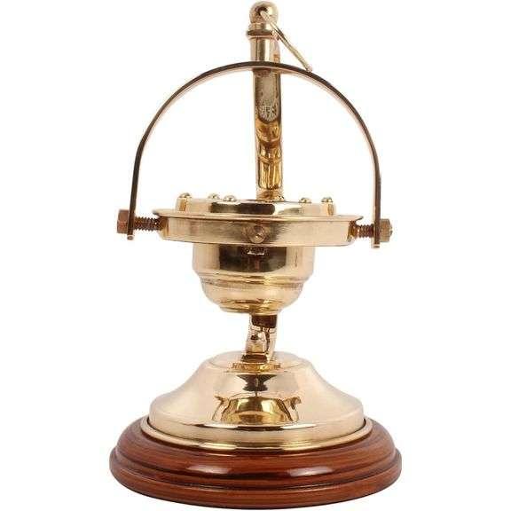 Brass Marine Compass with Wooden Base