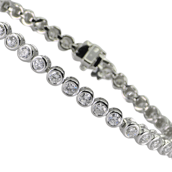 Stunning 14K (585) White Gold- Brilliant Cut VS Natural Diamond: Tennis Bracelet
