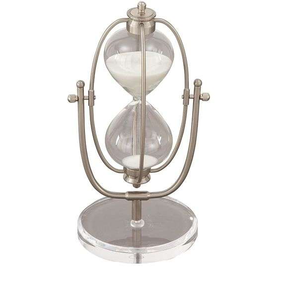 Silver Polished Sand Timer with Swiveling Iron Cage