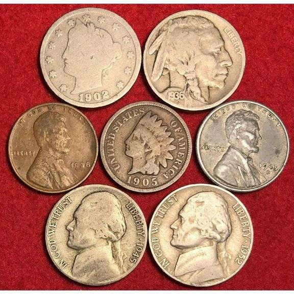Lot of 7 Rare U.S. Coin Collection 1883-1959