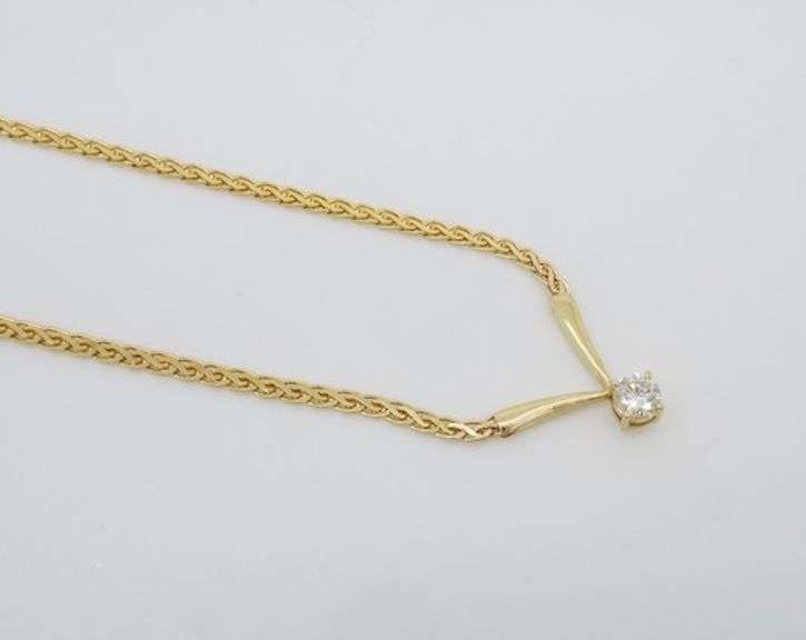 Yellow Gold Diamond Drop Necklace