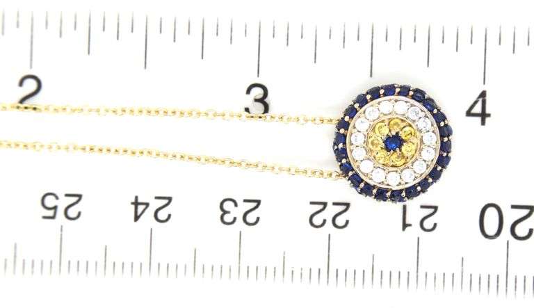 14kt Yellow gold CZ eye pendant on chain necklace