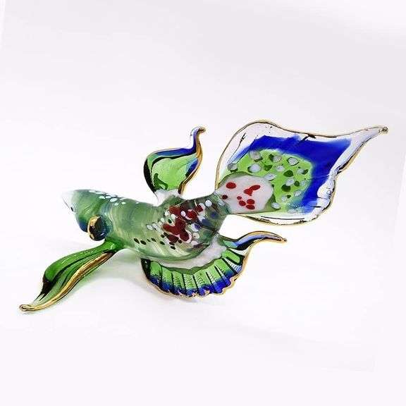 Hand Blown Glass Fighting Fish Figurine