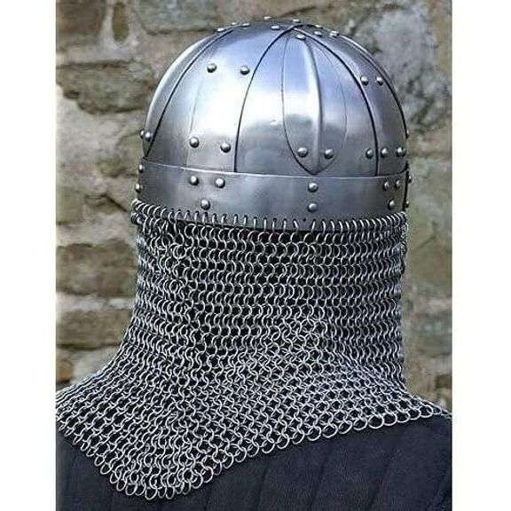 Authentic Viking Helmet Steel Armor with Chainmail Mask