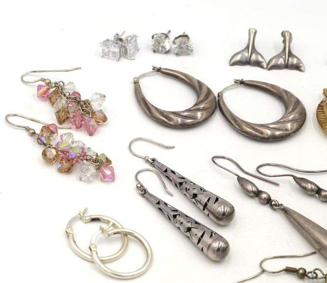 Group lot of Vintage 925 sterling silver earrings