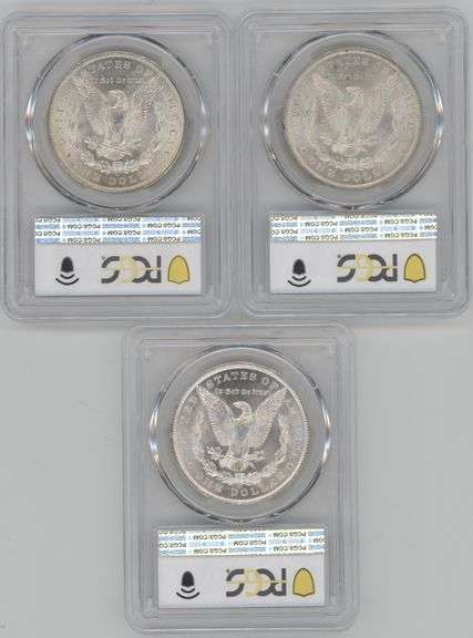 Near Gem BU 1898-O, 1899-O, & 1900-O Morgan Silver Dollars. PCGS MS64