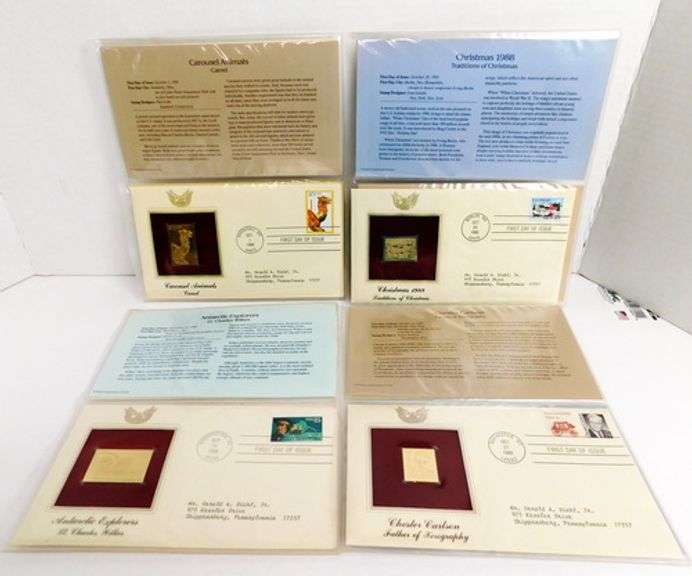8 - 1st Day Issue Covers & 22KT Gold Foil Stamps