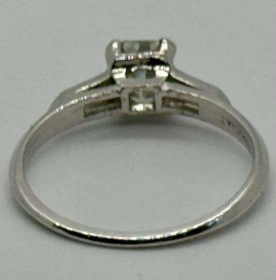 Platinum Emerald Cut Diamond Engagement Ring
