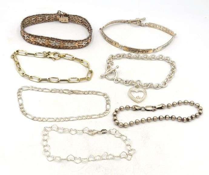 Vintage 925 sterling silver group lot of 7 bracelets