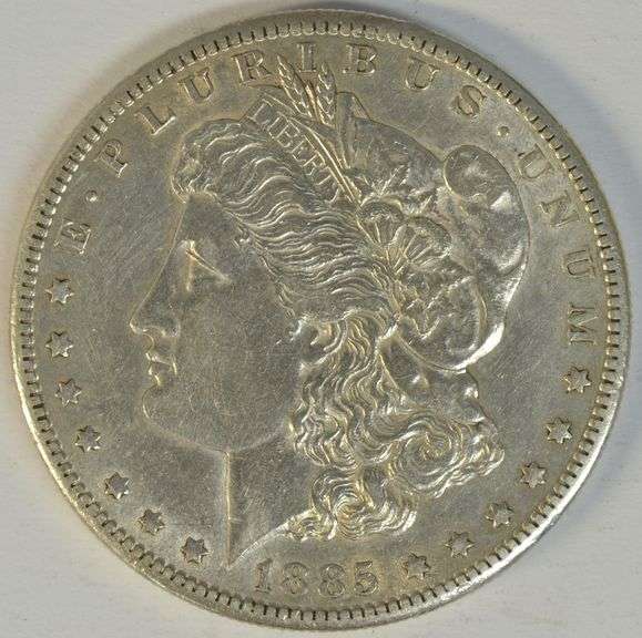 Lustrous AU 1885-S Morgan Silver Dollar. Key date
