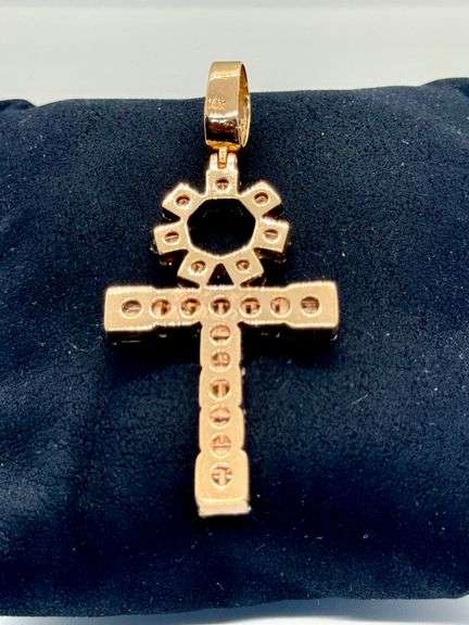 14K Rose Gold Ice Chain with Diamond Ankh Pendant