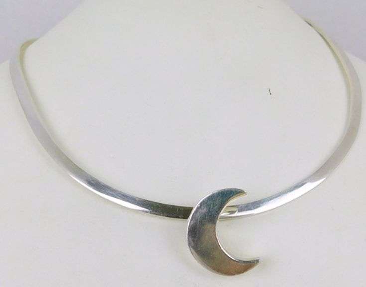 Vintage Mexican Sterling Crescent Moon Neckpiece