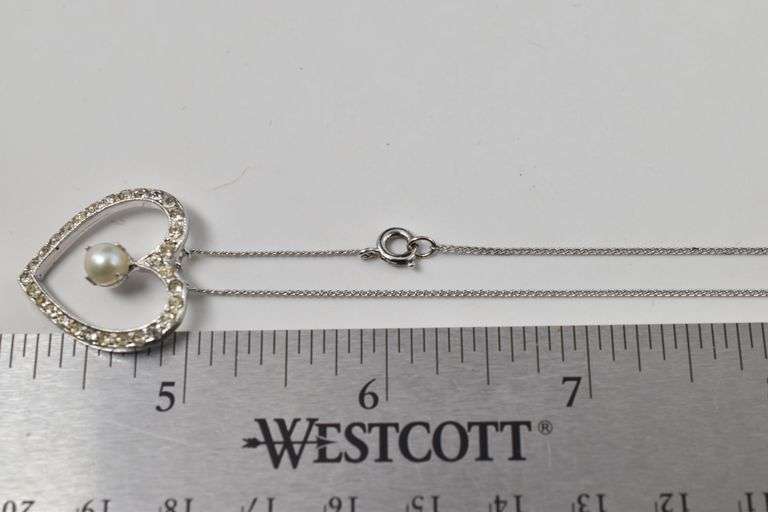 Pearl and CZ Gemstone Pendant Necklace in Sterling Silver