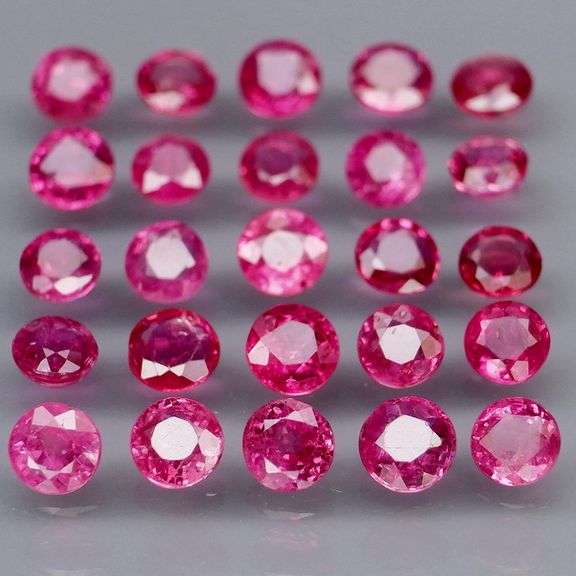 Premium 3.44ct 25 piece round cut Ruby set