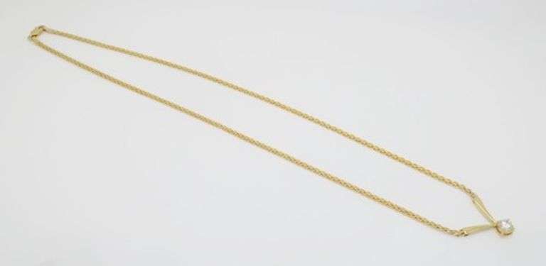 Yellow Gold Diamond Drop Necklace