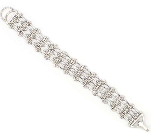 2.60ctw Diamond Circle and Bar Five Row Bracelet in 18K