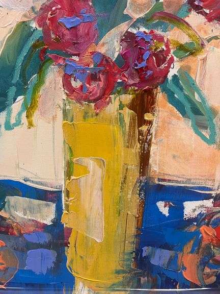 Bold Colorful Impressionistic Floral Still Life