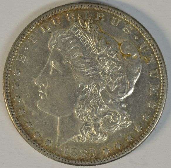 Lustrous AU 1885-S Morgan Silver Dollar. Key date