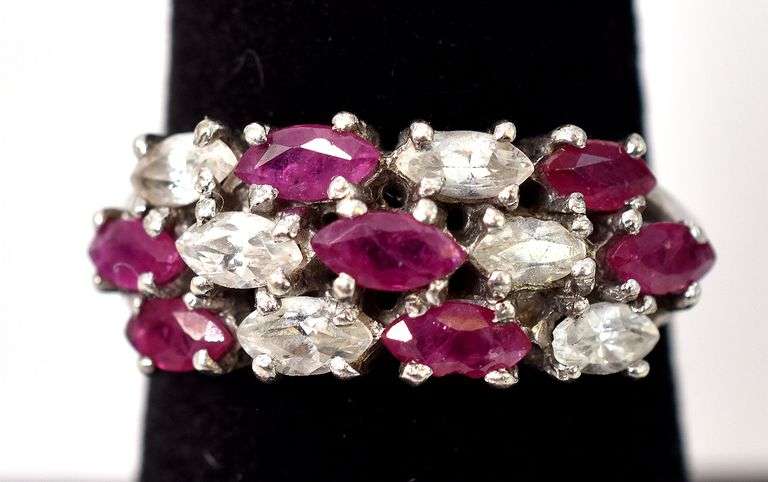 Ruby and CZ Gemstone Ring in Sterling Silver