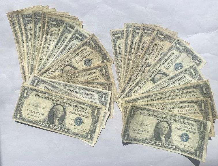 25 Mixed Series $1 Silver Certificates