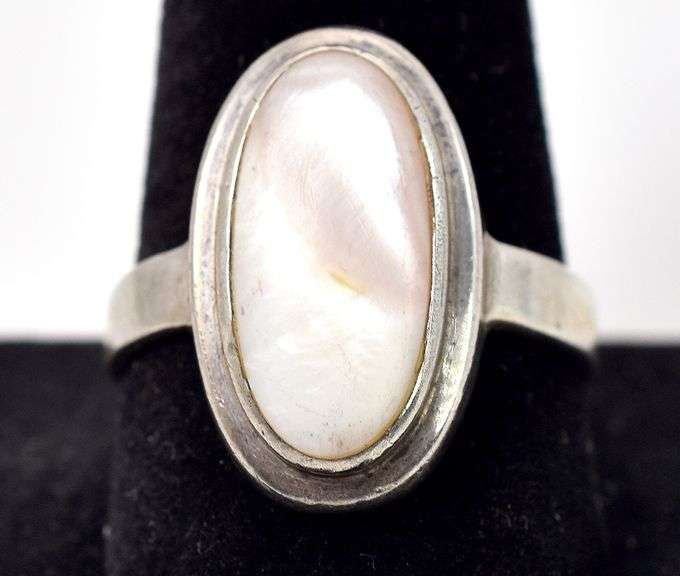 Mother of Pearl Gemstone Ring in Sterling Silver