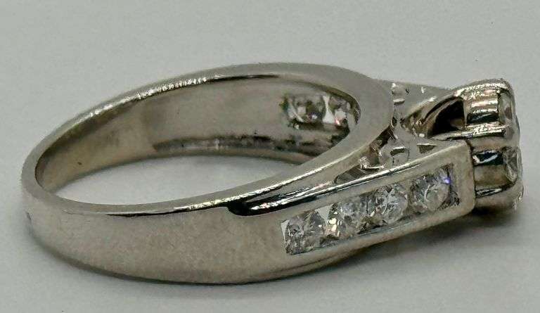 14K White Gold Diamond Cluster Engagement Ring