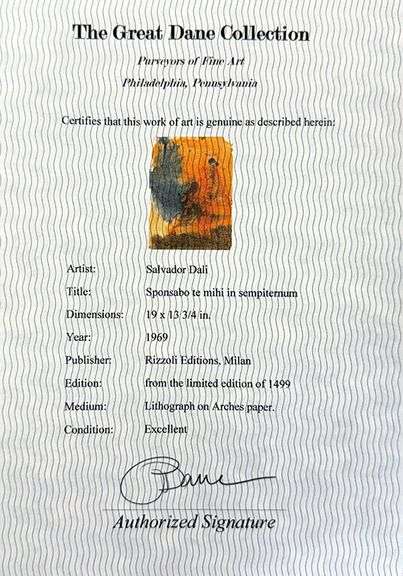 Highly Collectible and Rare Salvador Dali Original Llithograph from the 'Biblia Sacra' Suite