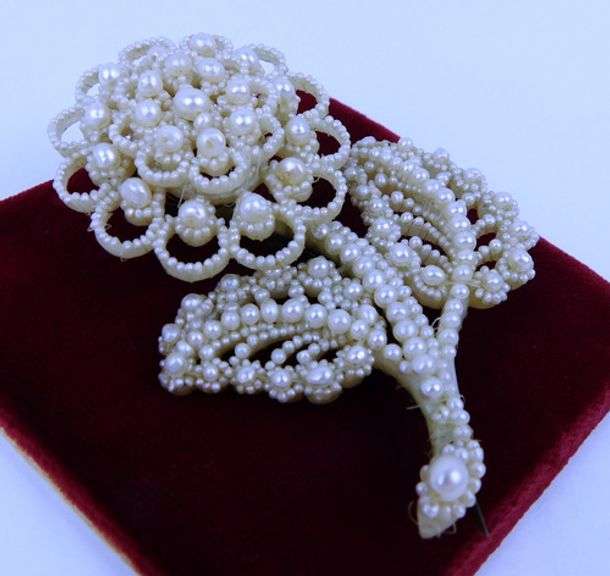 Victorian Pearl Flower Trembler Wedding Brooch