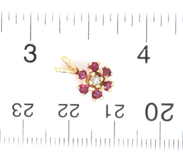 Group of 3 14K YG Ruby & Diamond Pendants