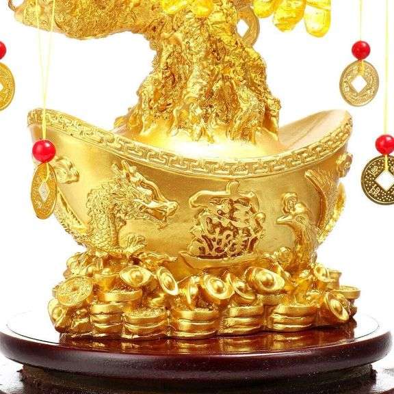 Money Tree Yellow Quartz Crystal Tree with Golden Ingot