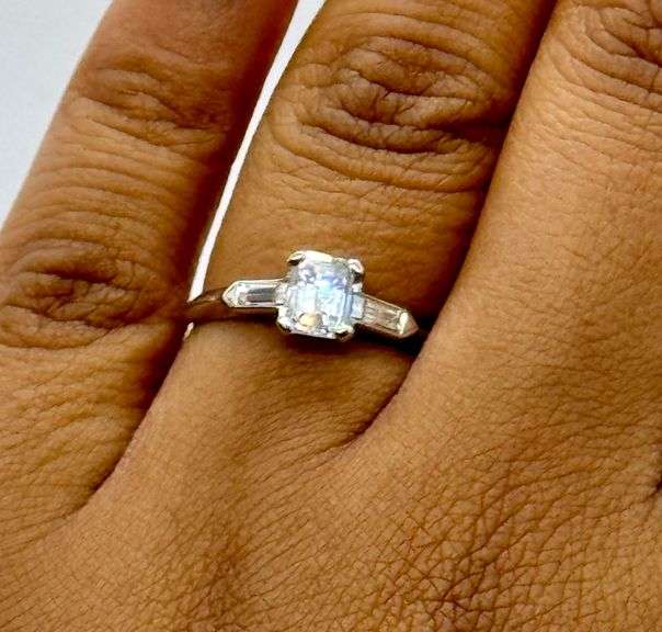 Platinum Emerald Cut Diamond Engagement Ring