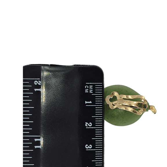 14K (585) Yellow Gold Natural Jade Stone Leaf Shape: Earrings