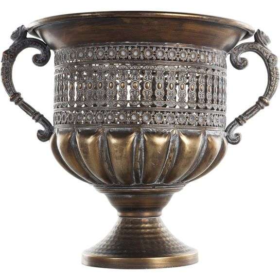 Vintage Bronze Metal Centerpiece Vase