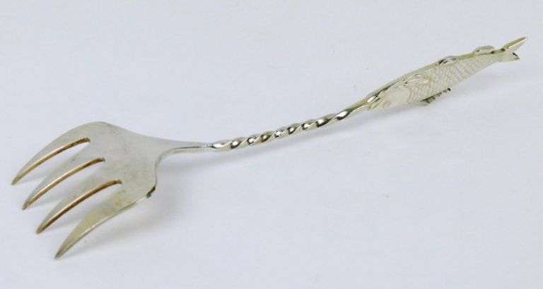 Rare Dutch Sterling Silver Figural Sardine Fork